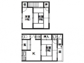 今里細塚貸家・西側南端間取り