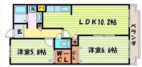 ローレルコート5番館2LDK間取り