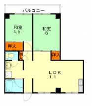 坪内マンション2DK間取り