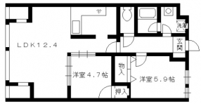 フォルム長岡天神Eタイプ 2LDK間取り